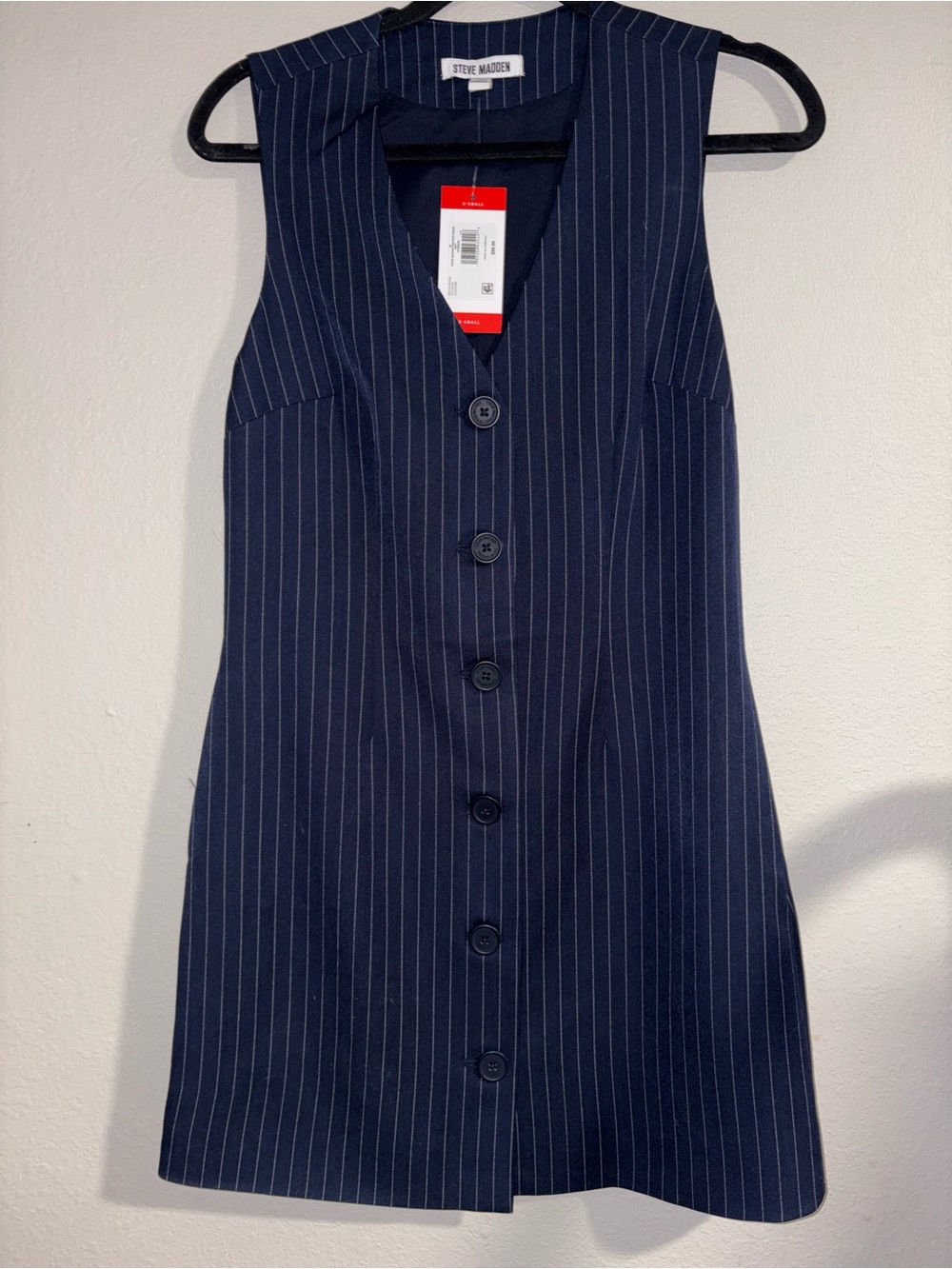 Steve Madden Navy Pinstripe Sleeveless Dress